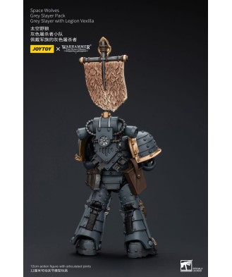 Warhammer The Horus Heresy Action Figure 1/18 Space Wolves Grey Slayer Pack Grey Slayer With Legion Vexilla 12 cm
