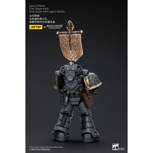 Warhammer The Horus Heresy Action Figure 1/18 Space Wolves Grey Slayer Pack Grey Slayer With Legion Vexilla 12 cm