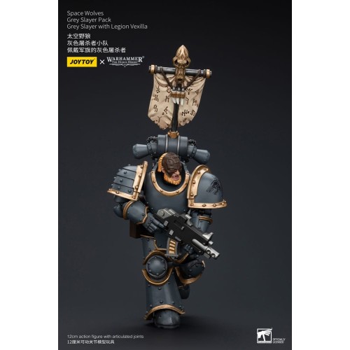 Warhammer The Horus Heresy Action Figure 1/18 Space Wolves Grey Slayer Pack Grey Slayer With Legion Vexilla 12 cm