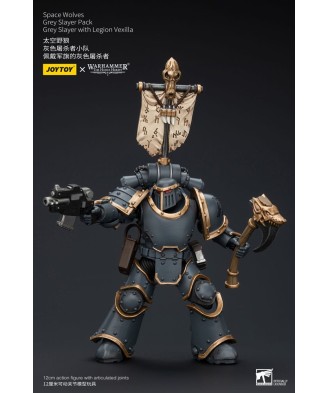 Warhammer The Horus Heresy Action Figure 1/18 Space Wolves Grey Slayer Pack Grey Slayer With Legion Vexilla 12 cm