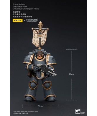 Warhammer The Horus Heresy Action Figure 1/18 Space Wolves Grey Slayer Pack Grey Slayer With Legion Vexilla 12 cm