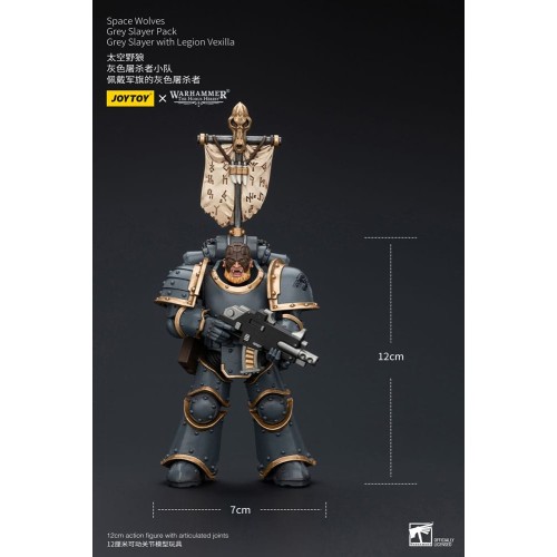 Warhammer The Horus Heresy Action Figure 1/18 Space Wolves Grey Slayer Pack Grey Slayer With Legion Vexilla 12 cm