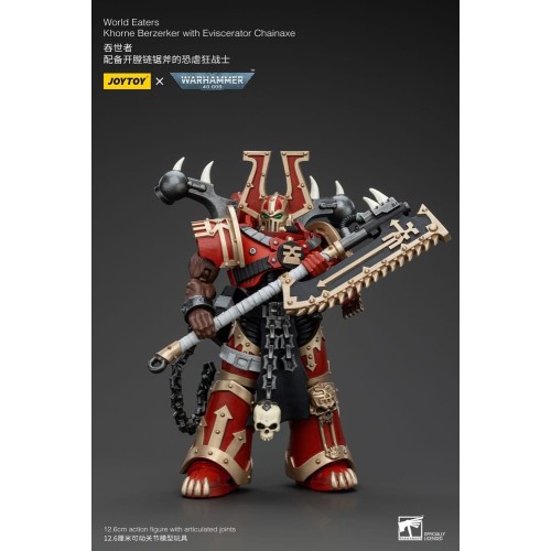 Warhammer 40k Action Figure 1/18 World Eaters Khorne Berzerker with Eviscerator Chainaxe 13 cm