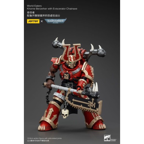 Warhammer 40k Action Figure 1/18 World Eaters Khorne Berzerker with Eviscerator Chainaxe 13 cm