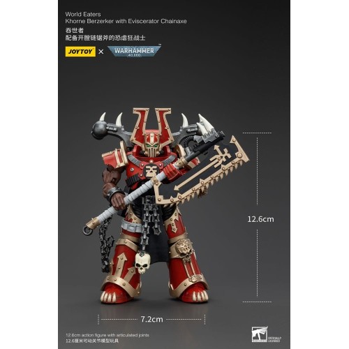 Warhammer 40k Action Figure 1/18 World Eaters Khorne Berzerker with Eviscerator Chainaxe 13 cm