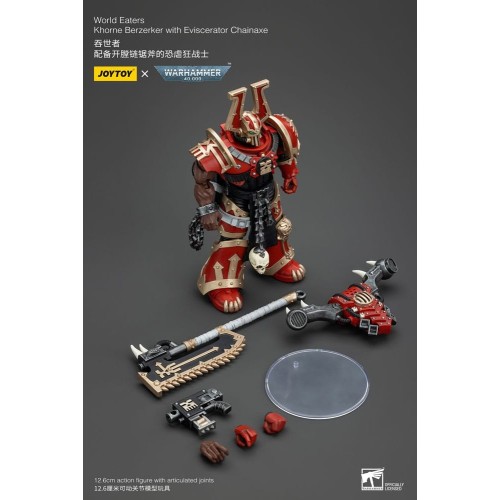 Warhammer 40k Action Figure 1/18 World Eaters Khorne Berzerker with Eviscerator Chainaxe 13 cm