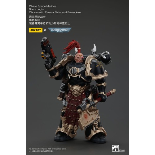 Warhammer 40k Action Figure Chaos Space Marines Black Legion Chosen with Plasma Pistol and Power Axe 20 cm