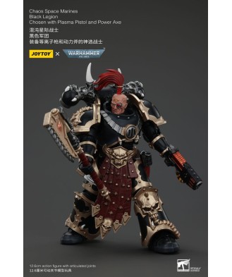 Warhammer 40k Action Figure Chaos Space Marines Black Legion Chosen with Plasma Pistol and Power Axe 20 cm