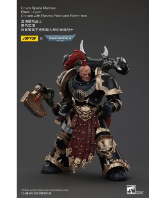 Warhammer 40k Action Figure Chaos Space Marines Black Legion Chosen with Plasma Pistol and Power Axe 20 cm