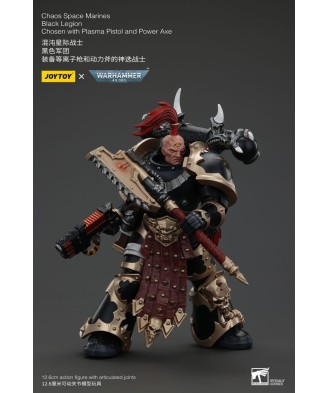 Warhammer 40k Action Figure Chaos Space Marines Black Legion Chosen with Plasma Pistol and Power Axe 20 cm