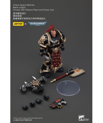 Warhammer 40k Action Figure Chaos Space Marines Black Legion Chosen with Plasma Pistol and Power Axe 20 cm