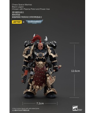 Warhammer 40k Action Figure Chaos Space Marines Black Legion Chosen with Plasma Pistol and Power Axe 20 cm