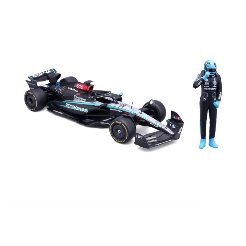 F1 Mercedes W15 E Perfomance 2023 With Russel Figure - 1:24 Die-cast Model