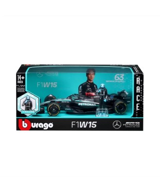 F1 Mercedes W15 E Perfomance 2023 With Russel Figure - 1:24 Die-cast Model