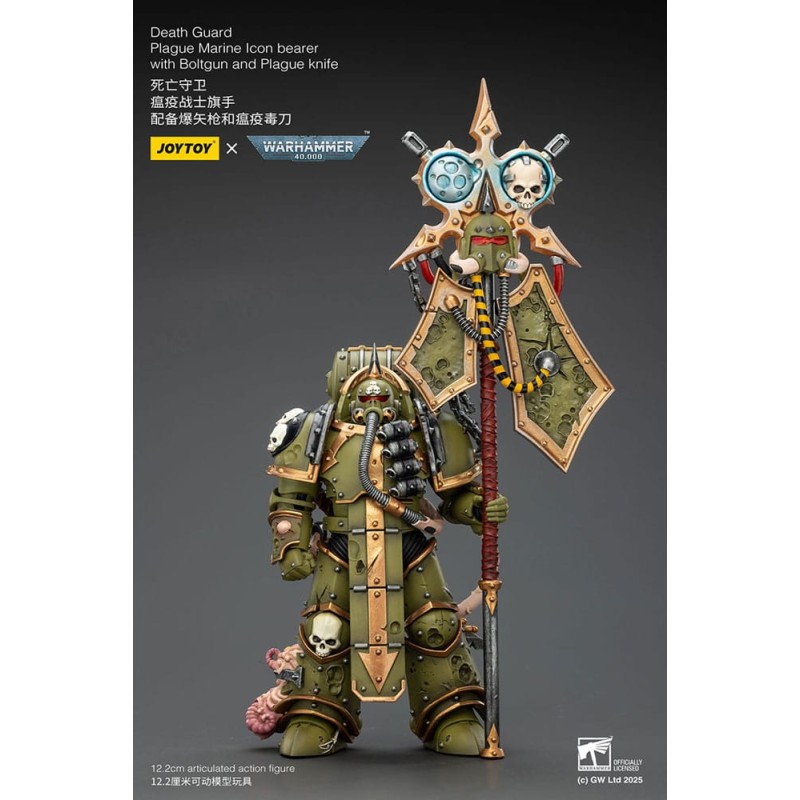 Warhammer 40,000 Action Figure Death Guard Plague Marine Icon bearer with Boltgun and Plague knife 12 cm