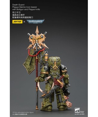 Warhammer 40,000 Action Figure Death Guard Plague Marine Icon bearer with Boltgun and Plague knife 12 cm