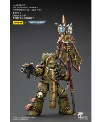 Warhammer 40,000 Action Figure Death Guard Plague Marine Icon bearer with Boltgun and Plague knife 12 cm